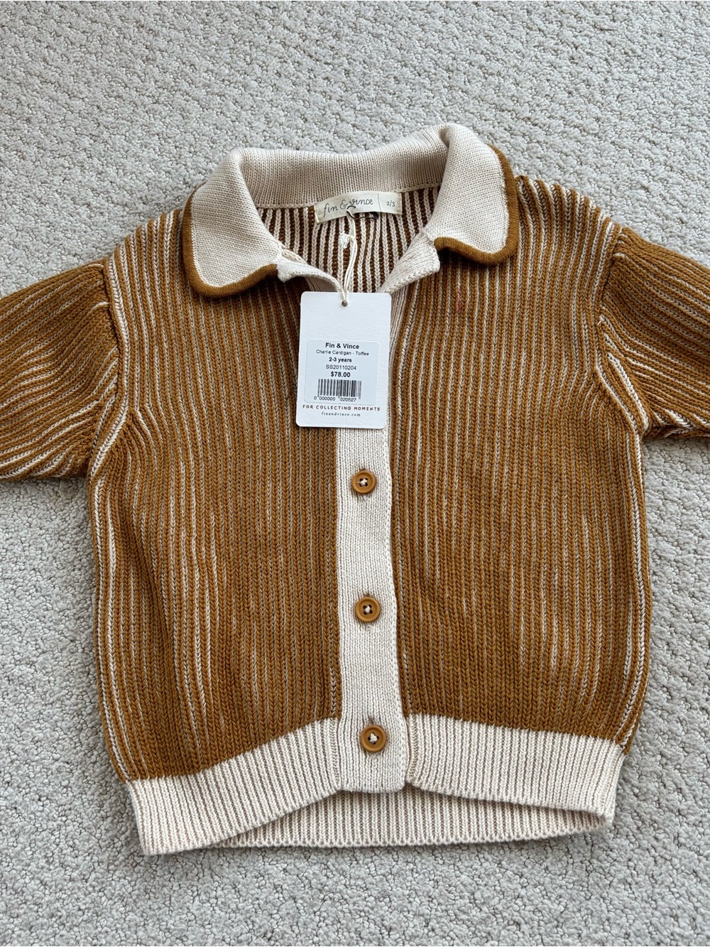 Fin & Vince Charlie Cardigan - toffee